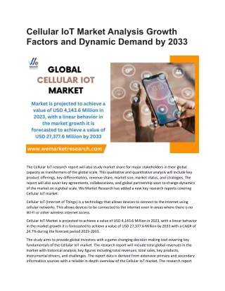 cellular iot market analysis growth factors