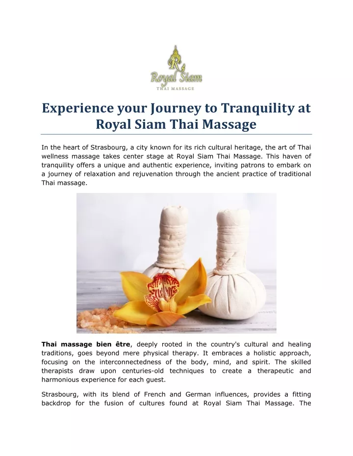 experience your journey to tranquility at royal