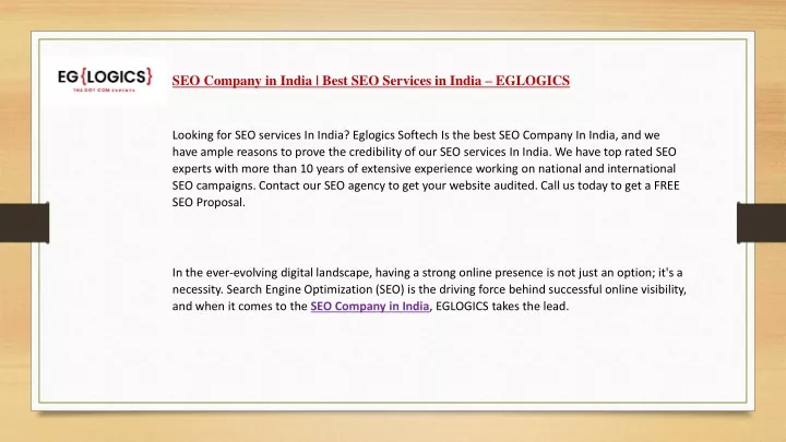 seo company in india best seo services in india
