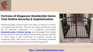 Quality Residential Gates in Bonita Springs | Durable and Stylish Gate Solutions