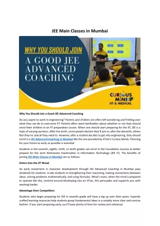 jee main classes in mumbai