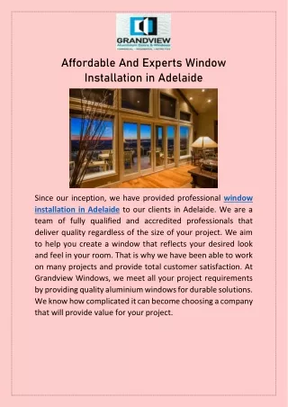 Affordable And Experts Window Installation in Adelaide