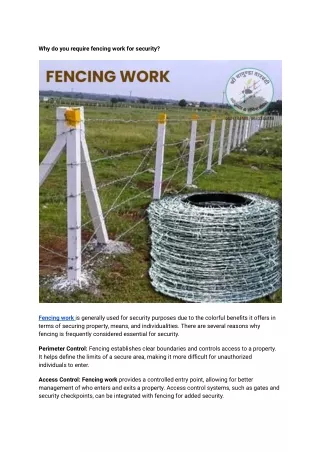 Why do you require fencing work for security