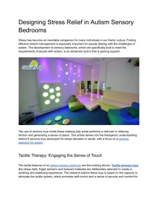 Designing Stress Relief in Autism Sensory Bedrooms