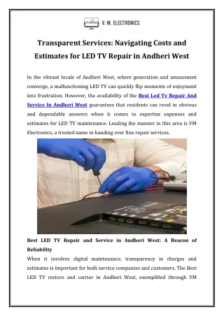 Transparent Services Navigating Costs and Estimates for LED TV Repair in Andheri West