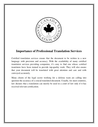 importance of professional translation services