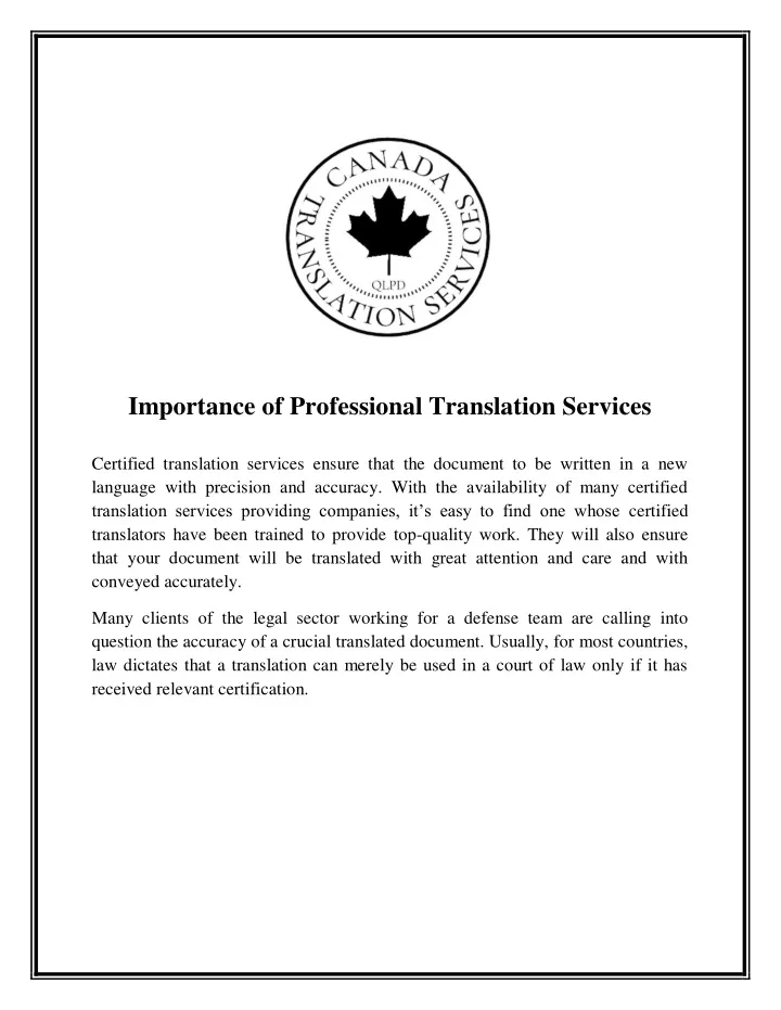 importance of professional translation services