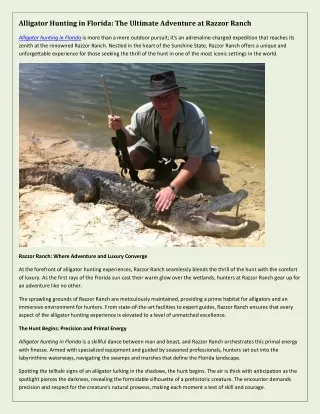 Alligator Hunting in Florida: A Thrilling Adventure in the Sunshine State