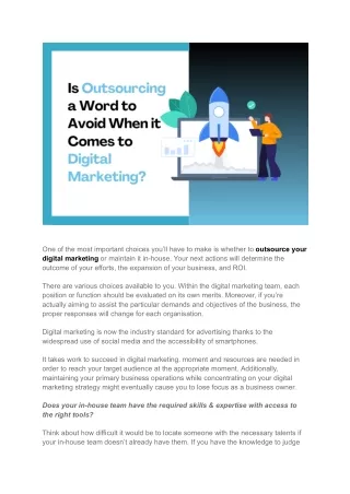 Is Outsourcing a Word to Avoid When it Comes to Digital Marketing