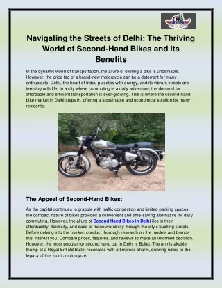 Second Hand Bikes in Delhi