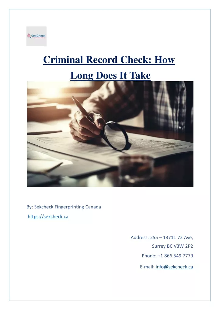 criminal record check how long does it take