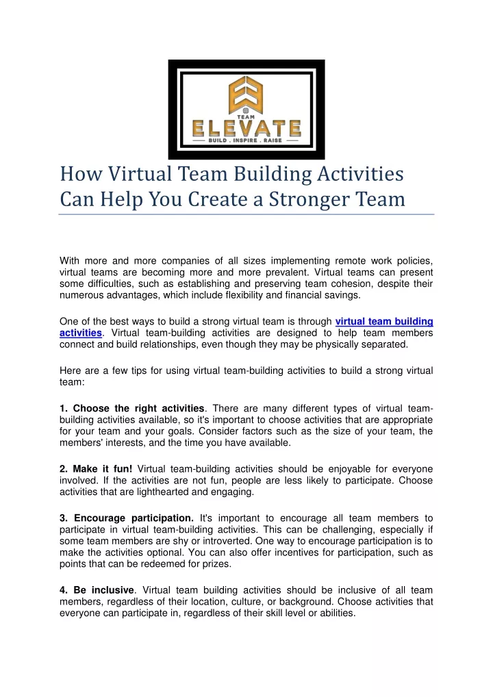 how virtual team building activities can help