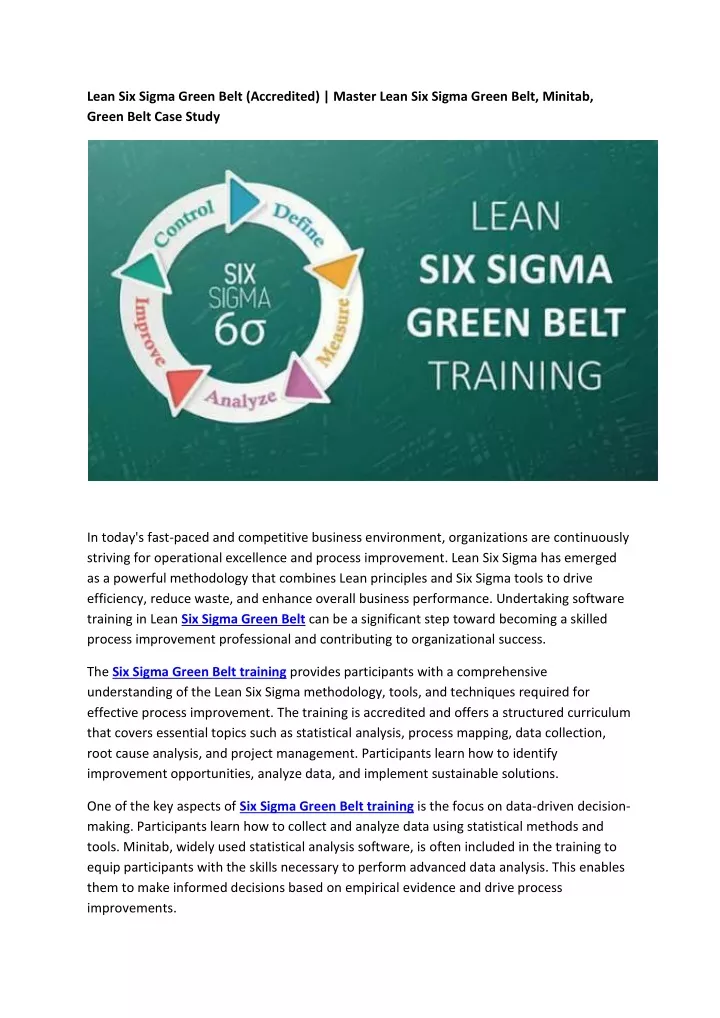lean six sigma green belt accredited master lean
