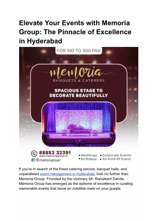 Elevate Your Events with Memoria Group_ The Pinnacle of Excellence in Hyderabad