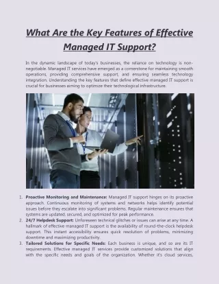 What Are the Key Features of Effective Managed IT Support