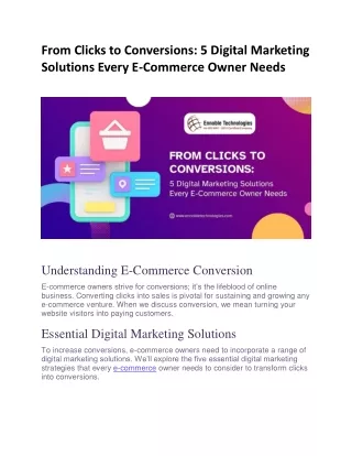 5 Digital Marketing Solutions for E-commerce | Ennoble Technologies