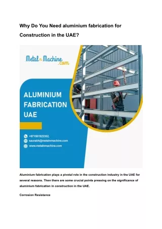 Why Do You Need aluminium fabrication for Construction in the UAE_