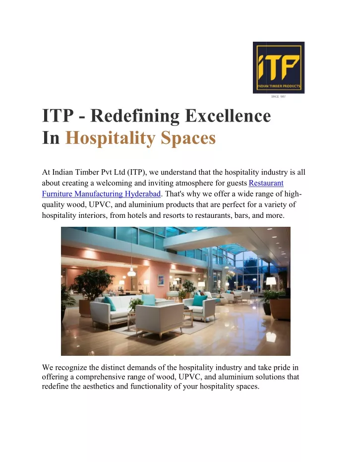 itp redefining excellence in hospitality spaces