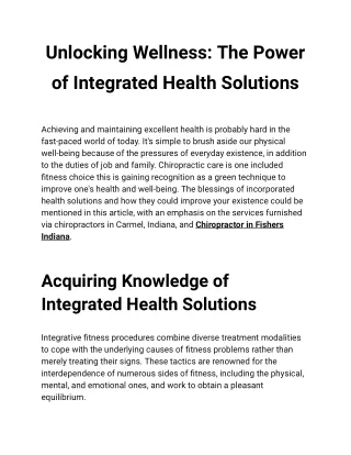 Unlocking Wellness_ The Power of Integrated Health Solutions