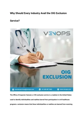 Why Should Every Industry Avail the OIG Exclusion Service_