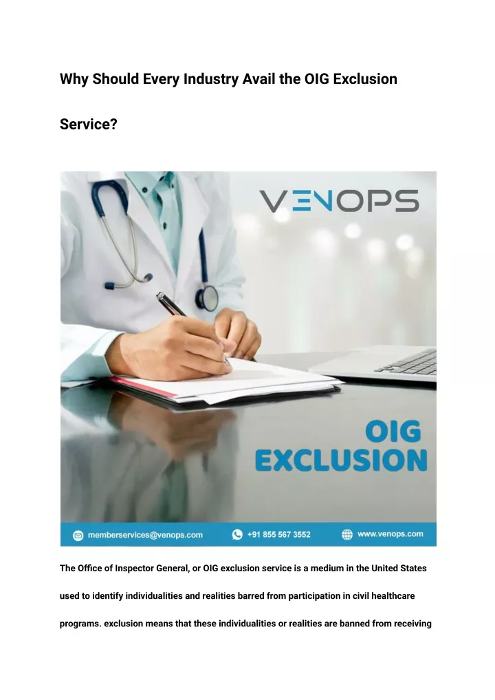 why should every industry avail the oig exclusion