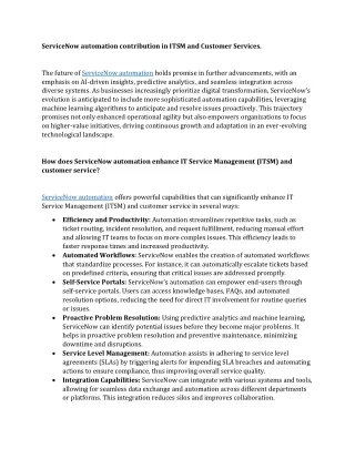 servicenow automation contribution in itsm