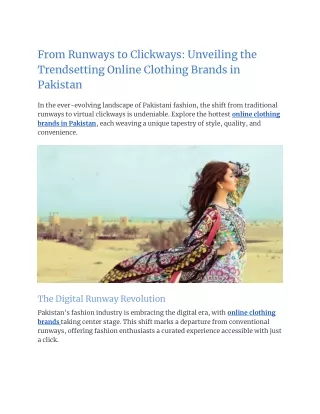 From Runways to Clickways: Unveiling the Trendsetting Online Clothing Brands
