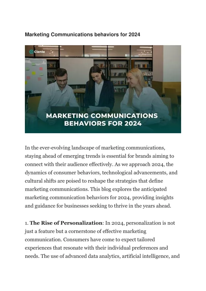 marketing communications behaviors for 2024