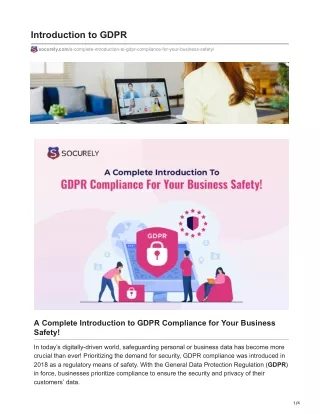 A Complete Introduction To GDPR Compliance For Your Business Safety