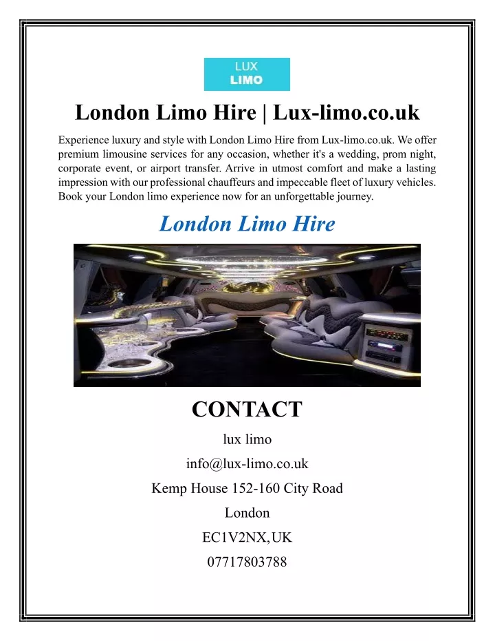 london limo hire lux limo co uk