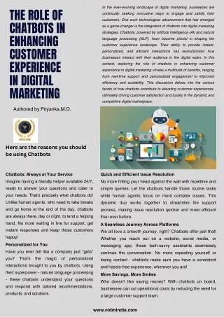 The Role of Chatbots in Enhancing Customer Experience in Digital Marketing