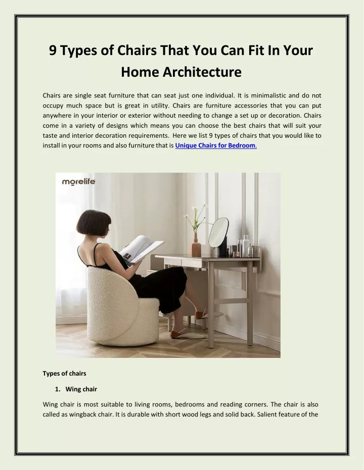 9 types of chairs that you can fit in your home architecture