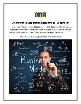 Life Insurance Corporation Recruitment  Jobsinlic.in
