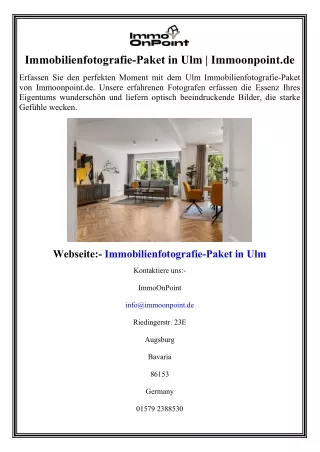 Immobilienfotografie-Paket in Ulm Immoonpoint.de