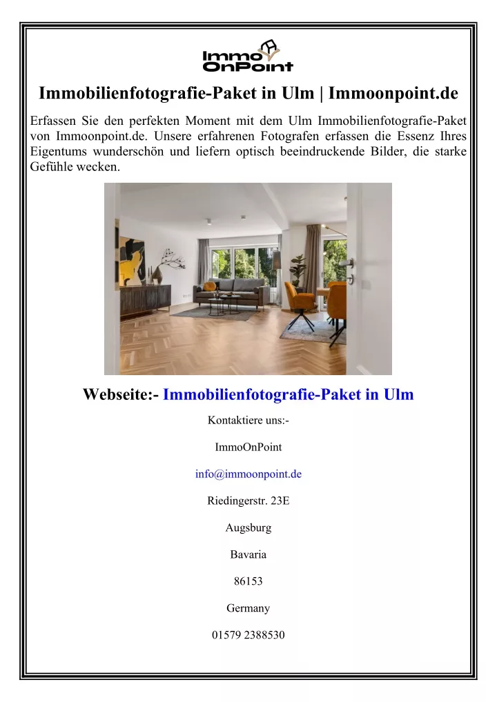 immobilienfotografie paket in ulm immoonpoint de