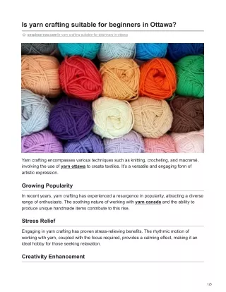 Beginner's Guide to Yarn Crafting in Ottawa: A Journey into Creativity and Relax