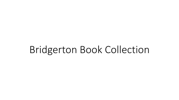 bridgerton book collection