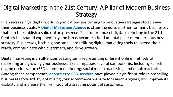 digital marketing in the 21st century a pillar of modern business strategy