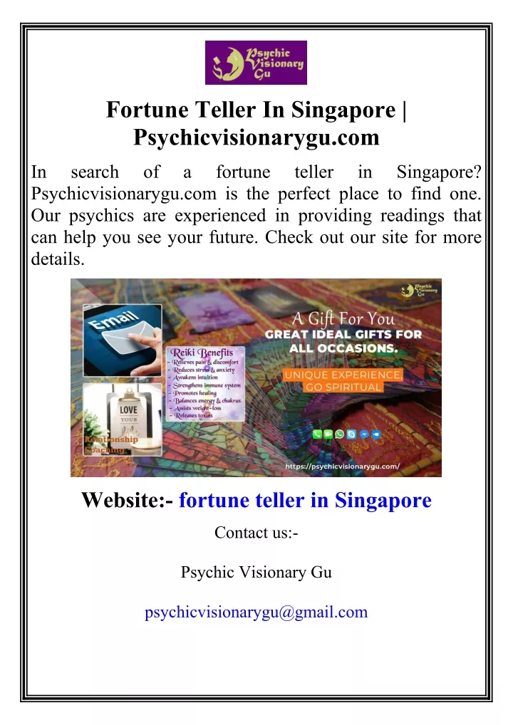 fortune teller in singapore psychicvisionarygu com