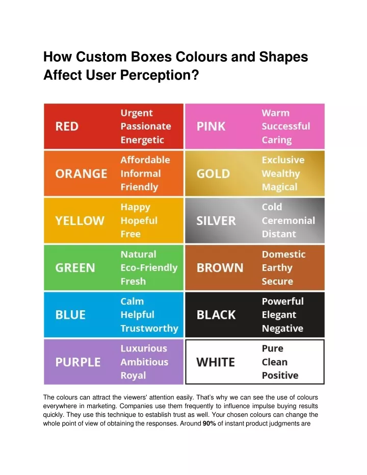 how custom boxes colours and shapes affect user perception