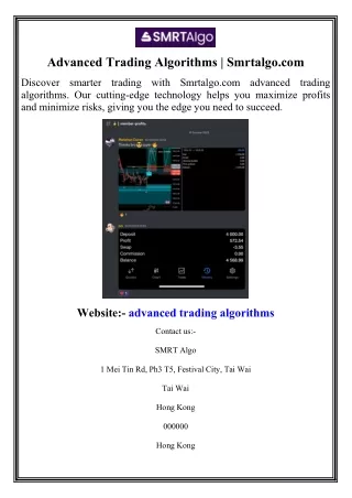 advanced trading algorithms smrtalgo com