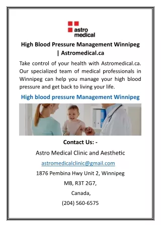 High Blood Pressure Management Winnipeg  Astromedical.ca