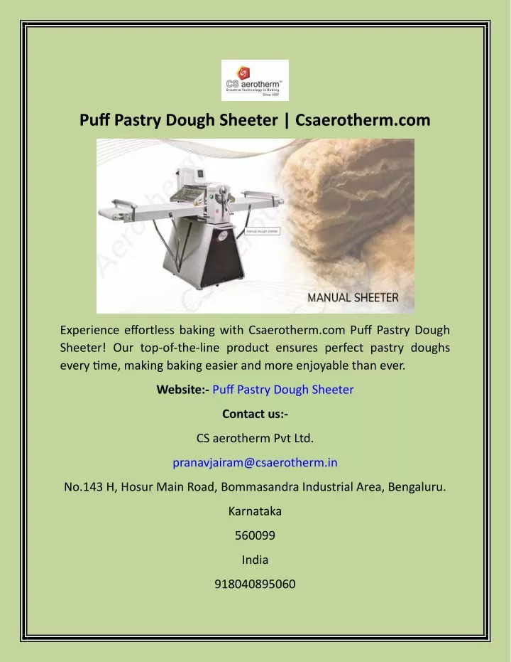 puff pastry dough sheeter csaerotherm com