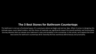 The 3 Best Stones for Bathroom Countertops