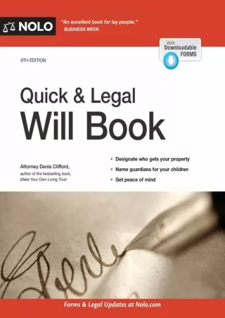 PDF/✔READ❤/✔Download⭐  Quick & Legal Will Book