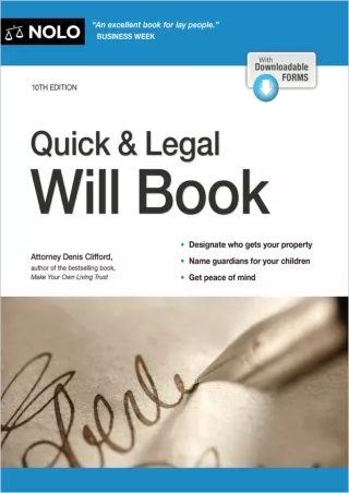 get [PDF] ✔Download⭐ Quick & Legal Will Book (Quick & Legal Will Books)