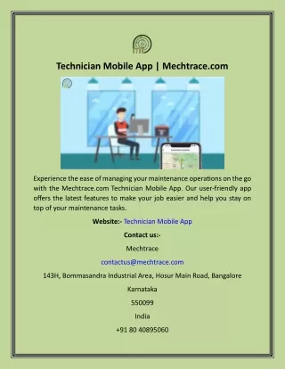 Technician Mobile App  Mechtrace