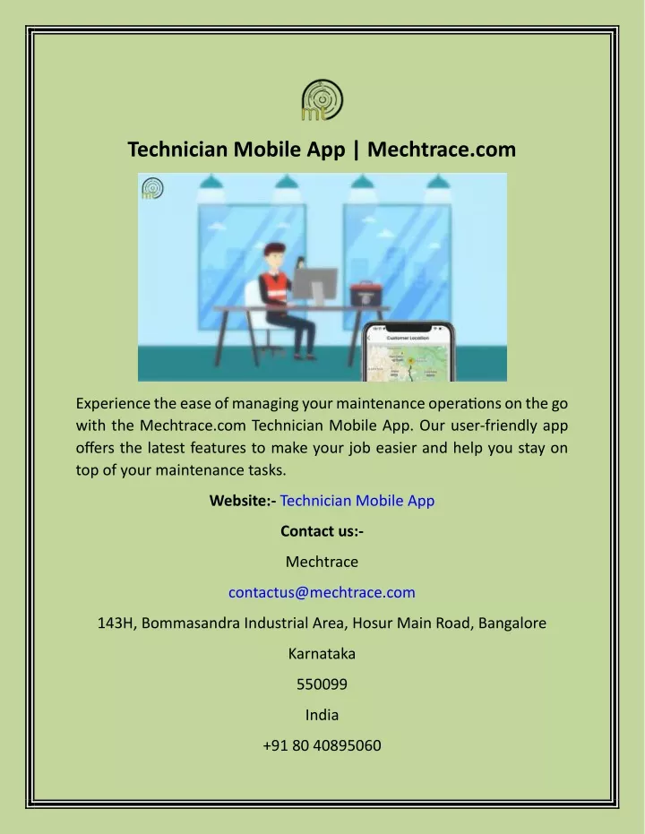 technician mobile app mechtrace com