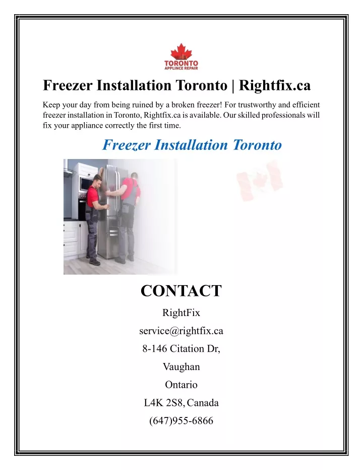 freezer installation toronto rightfix ca