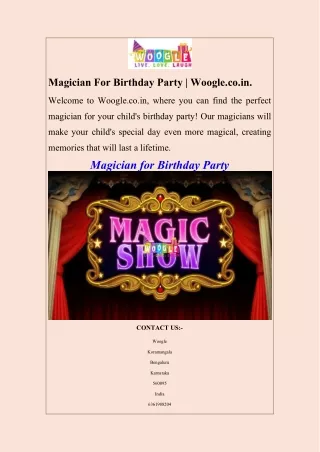 Magician For Birthday Party  Woogle.co.in